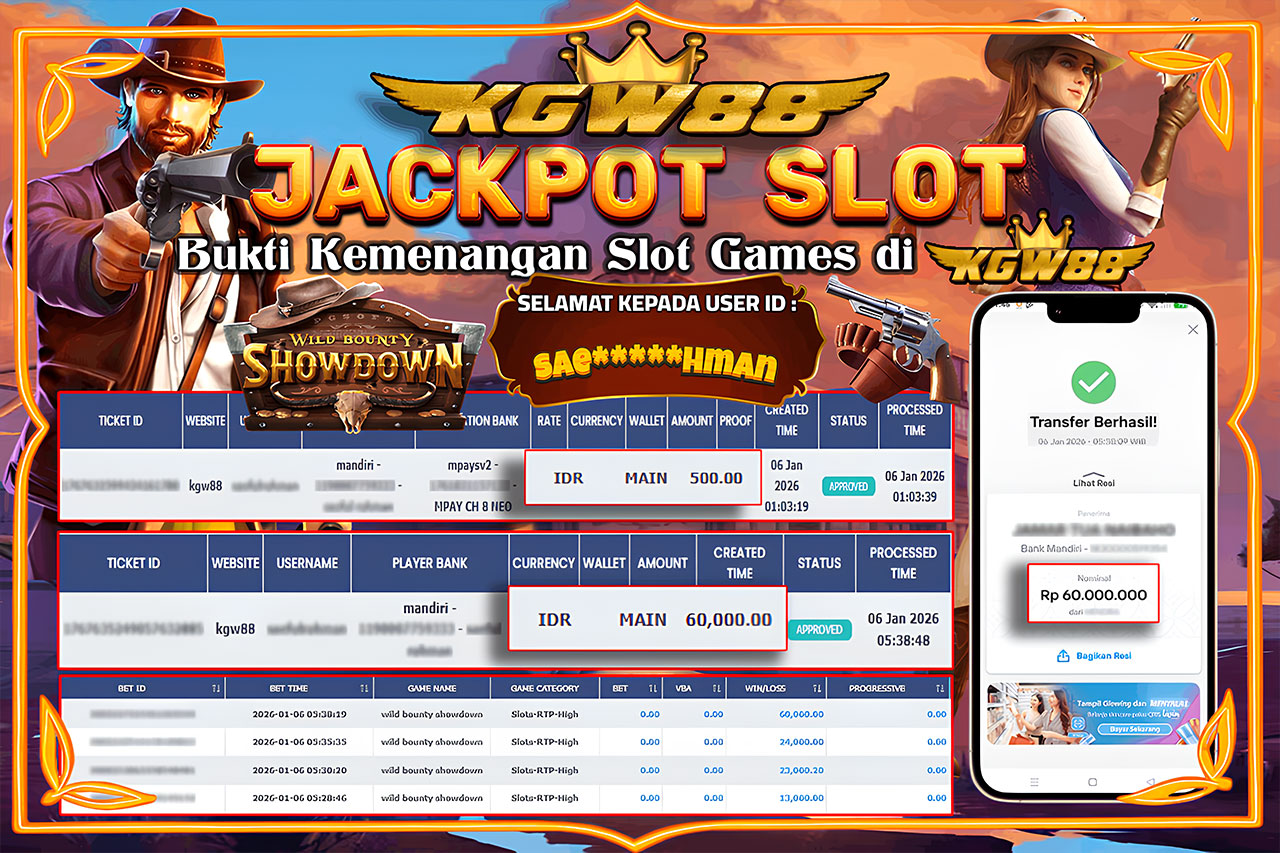 KGW88 JACKPOT WILD BOUNTY SHOWDOWN Rp.60.000.000,- LUNAS