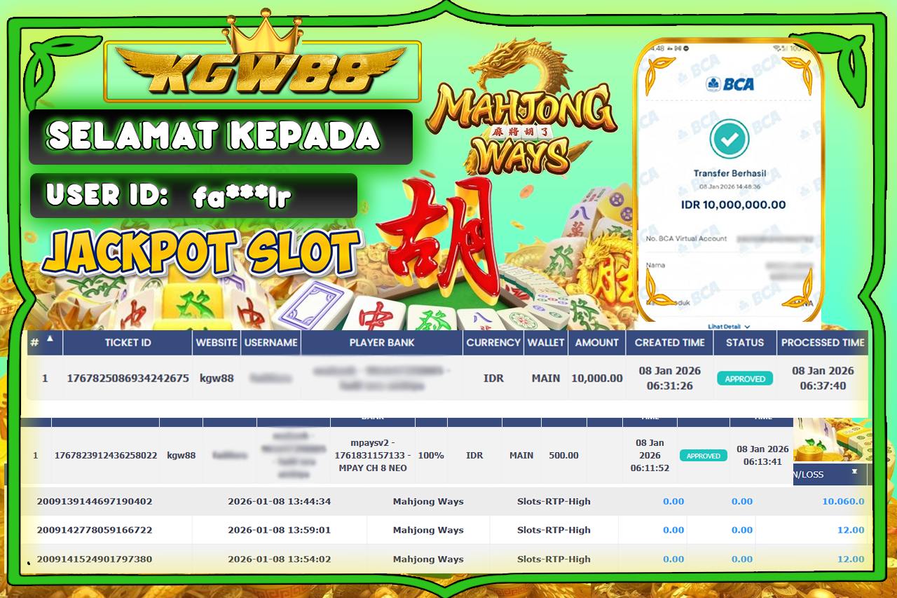 KGW88 JACKPOT MAHJONG WAYS Rp.11.000.000,- LUNAS