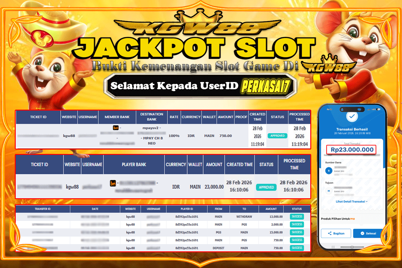 KGW88 JACKPOT LUCKY MOUSE Rp 23.000.000,- LUNAS